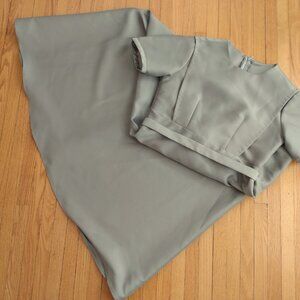 Amish Mennonite Cape Dress 33.5"B 29.5"W Handmade Modest Khaki Reverse Satin